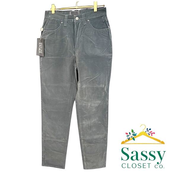Versace Denim - VERSACE Jeans Couture Gray Sueded Moleskin Pants 30 NWT Vintage Ittierre